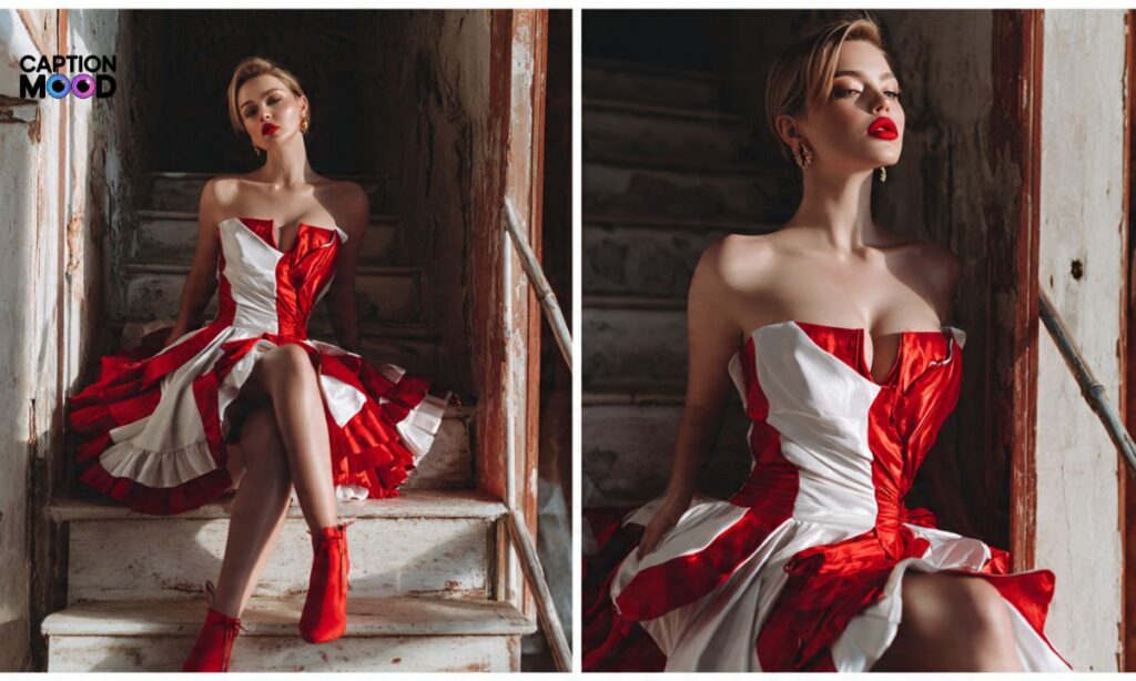 Red and White Dress Captions for Instagram