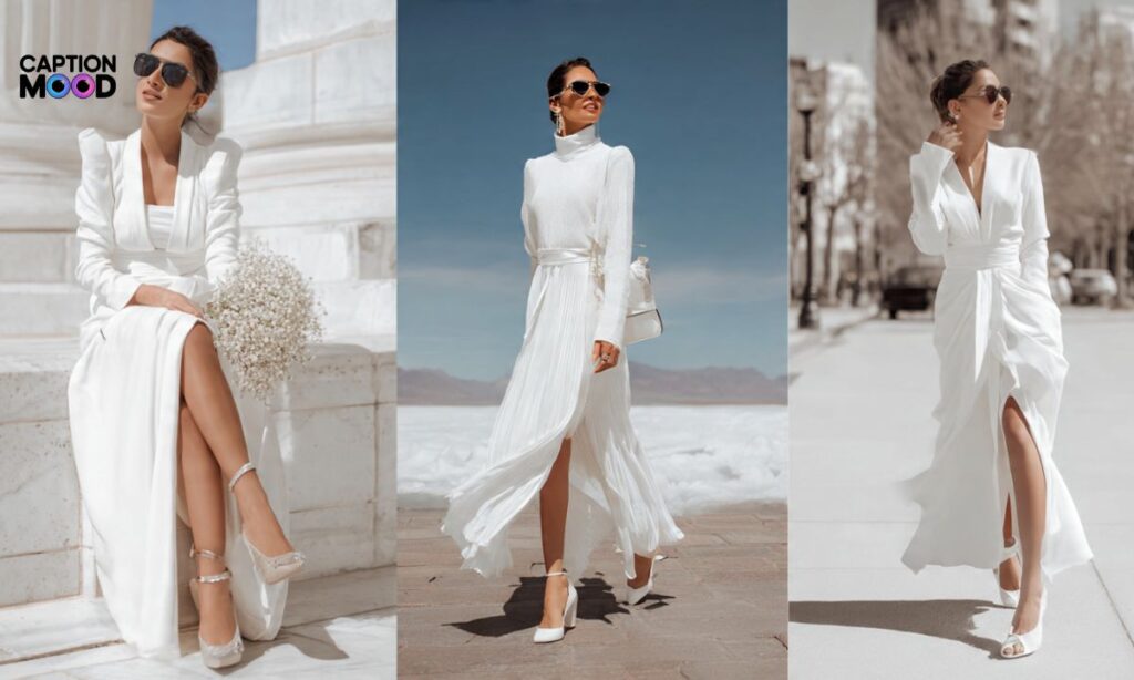 White Colour Dress Captions for Instagram