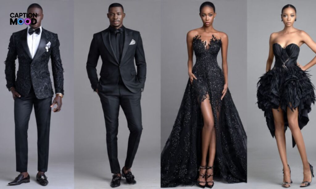 Short Captions for Black Wedding Outfit