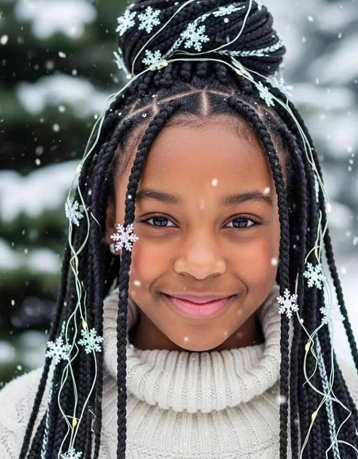 Winter Hair Braid Black Girl