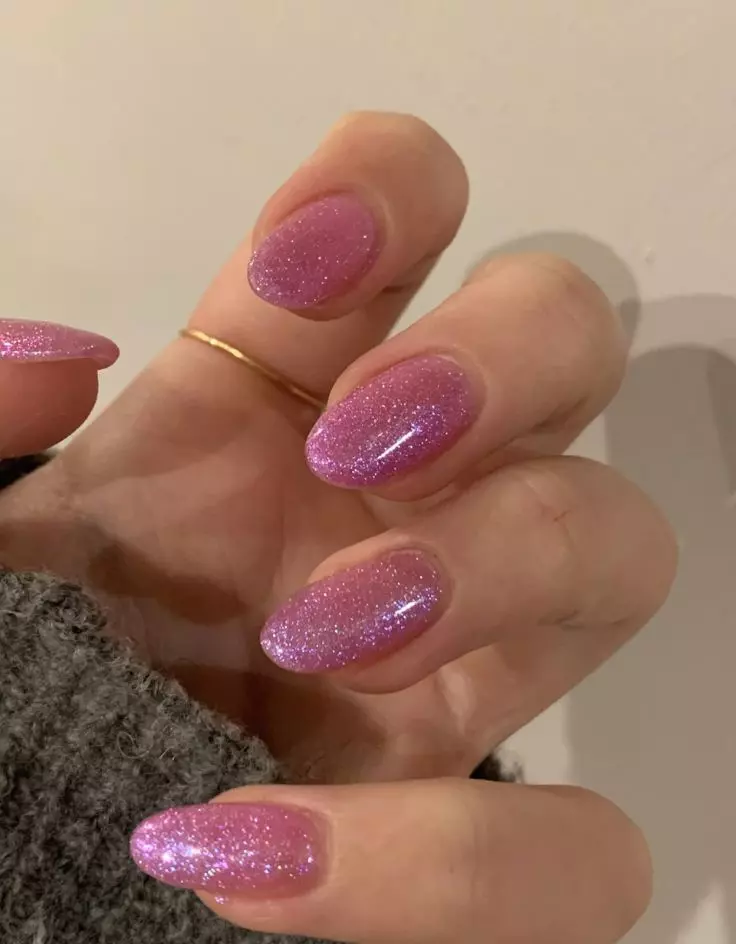 Pink Glitter Nails