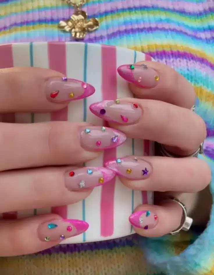 Pink Cat Eye Nails