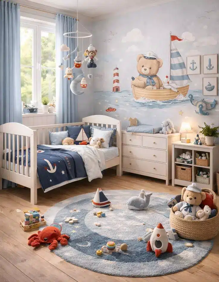 Wallpaper Nautical Nursery Ideas