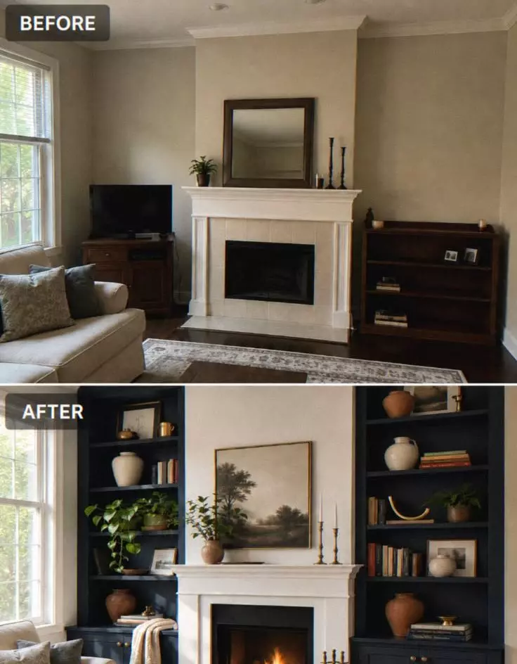 Fireplace Makeover Before and After