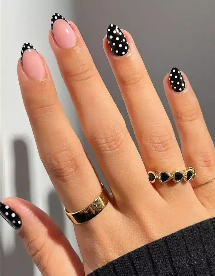 Black Polka Dot Nails