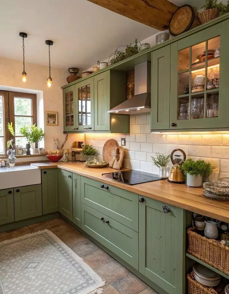 Green Kitchen Counter Decor