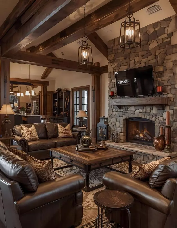 Cozy Living Rooms With Leather Furniture