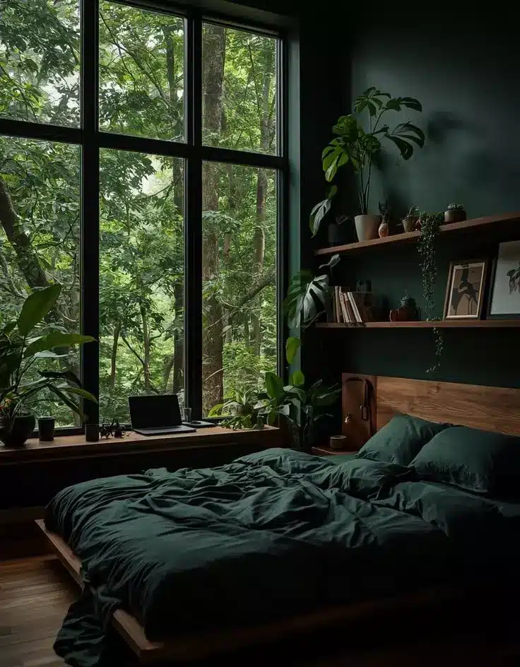 Dark Green Moody Bedroom