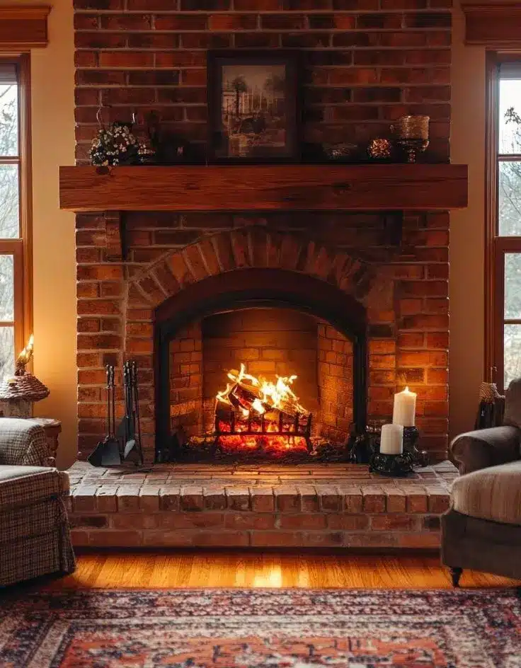 Red Brick Fireplace Makeover