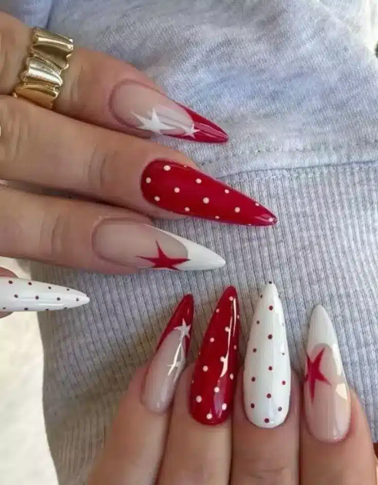 False Nails Red and White