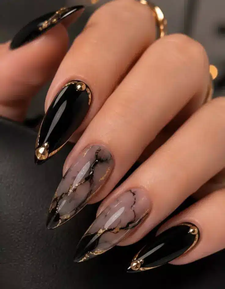 False Nails Black Nail Designs