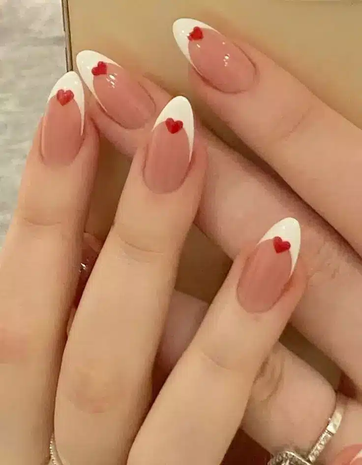 Girl Red and White Nails