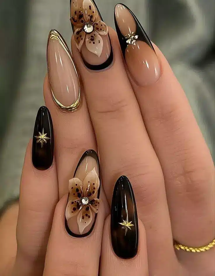 Color Polish Black Nail Designs