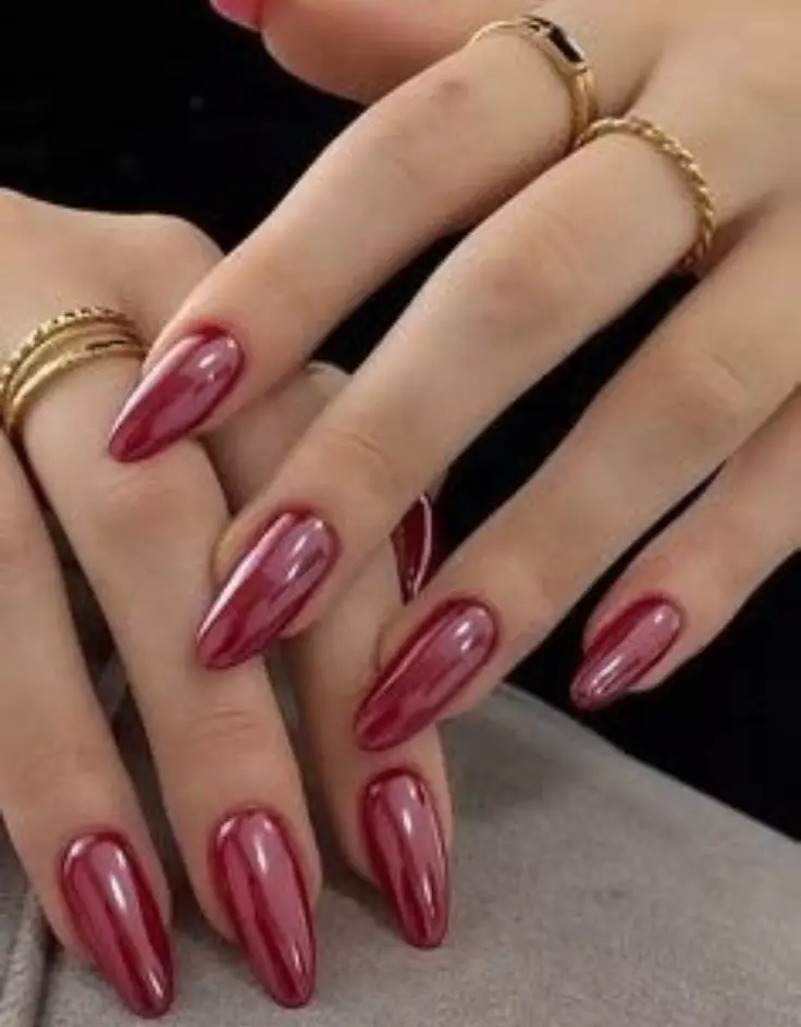 Red Nails with Chrome