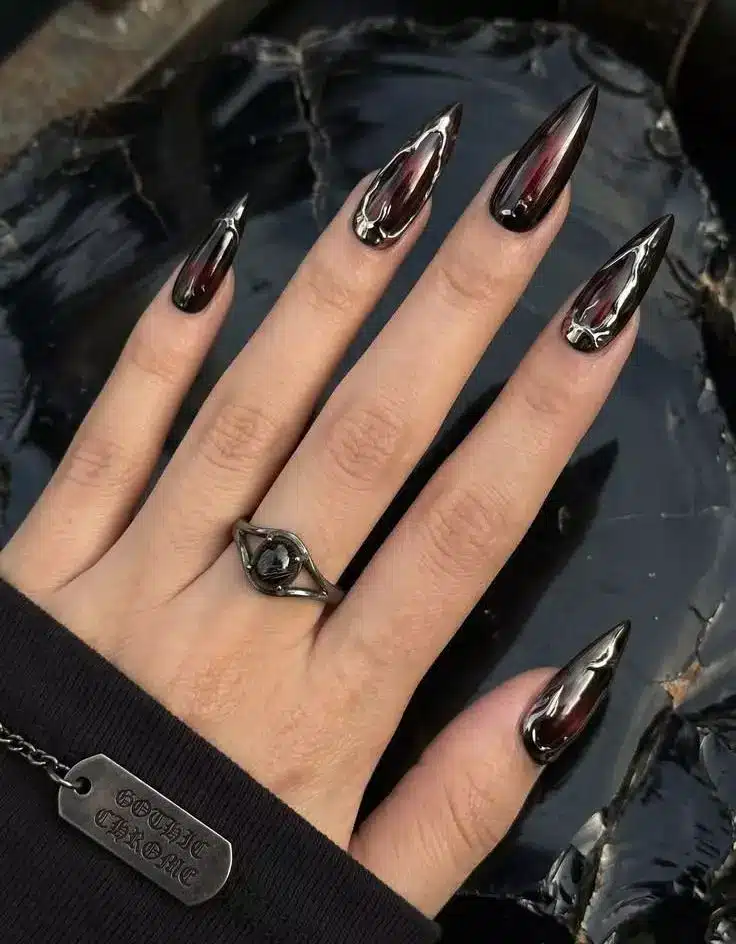 Bottle Black Nail Designs