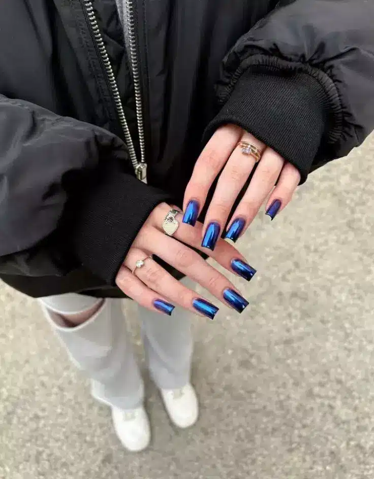 Blue Square Nails