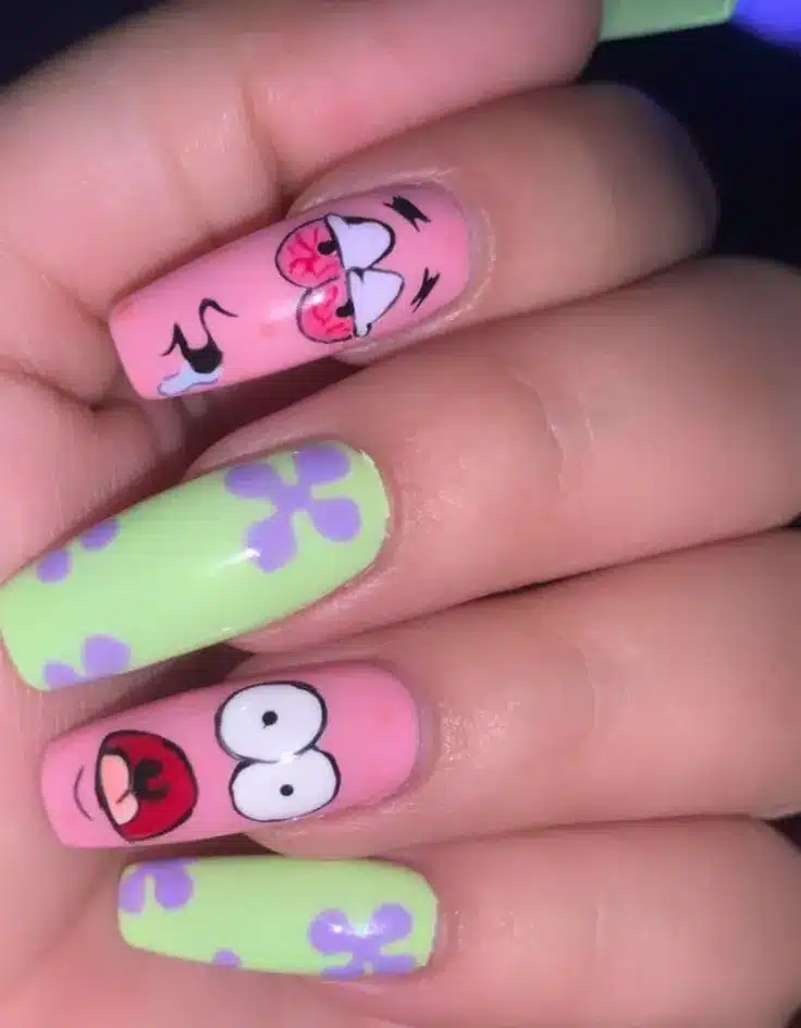 Patrick Star Nails