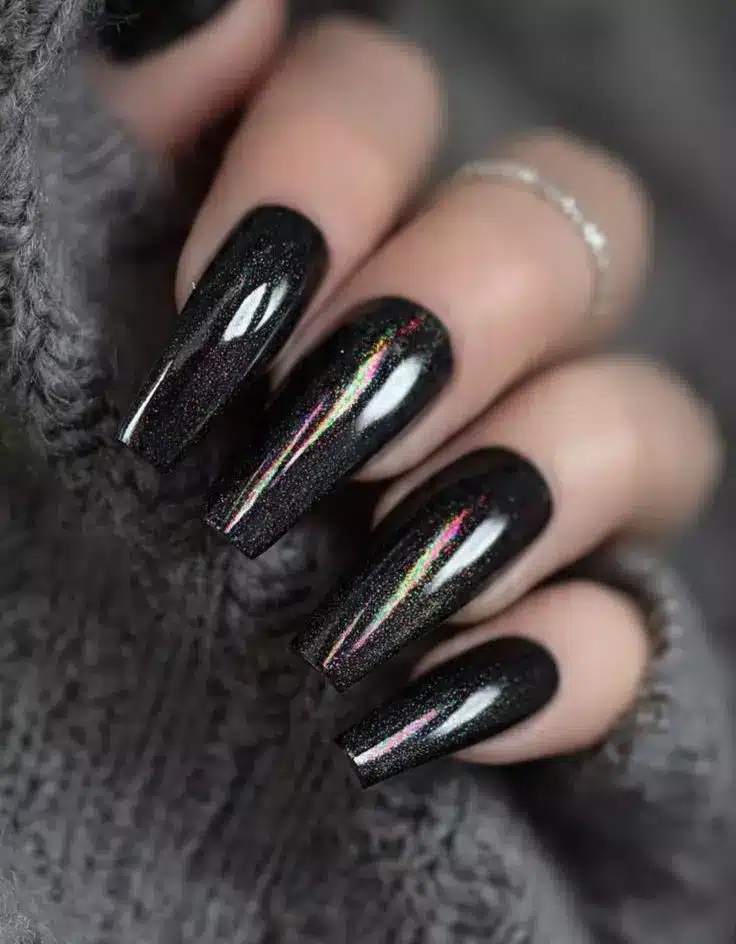 Holographic Black Nail Designs